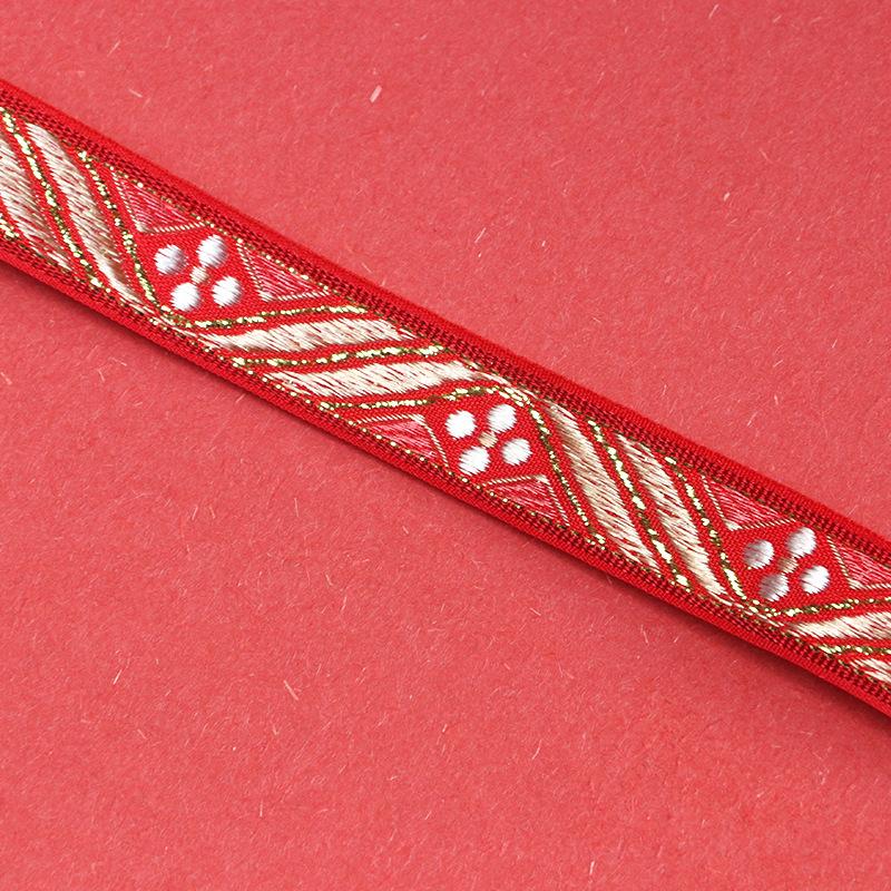 

Элегантная свадебная вышивка в китайском этническом стиле, национальное свадебное китайское приданое, украшение, золотая лента, красный галстук, тканая лента, письмо о счастье 1.5cm*9m*1 roll