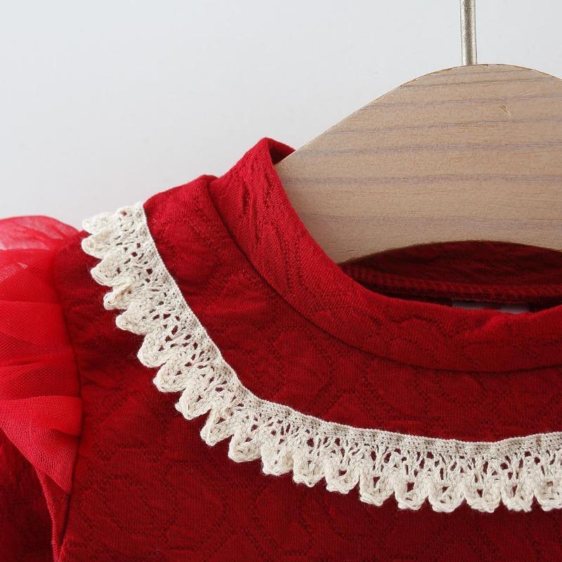 Baby Girls Dress Lolita Bow Patchwork Princess Dress Autumn Children's Dress