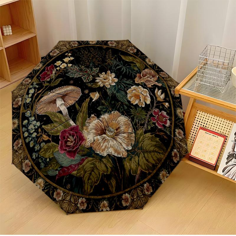 

Elegant Mandala Flower Theme Automatic Umbrella Compact 8-Rib Design Sturdy Construction Durable Umbrella Stylish Accessory