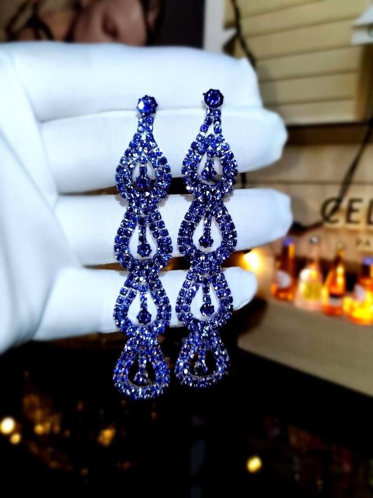 Claw Chain Series Rhinestone Earrings Women's Super Flash Full Diamond Long Earrings Studs Dinner Party Versatile Earrings Earrings