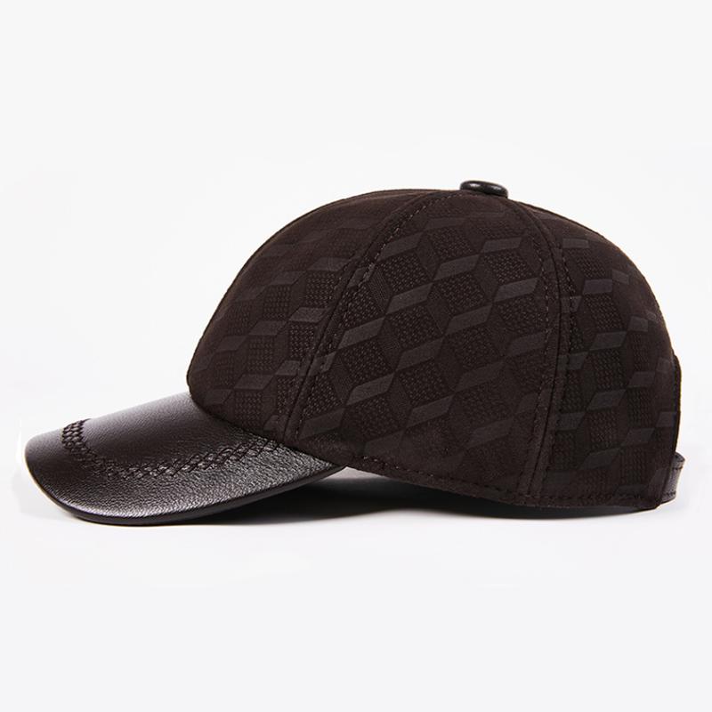 EFei Handgemachte Schaffell Leder Baseball Cap Retro Leder Hut Leder Baskenmütze Forward Cap