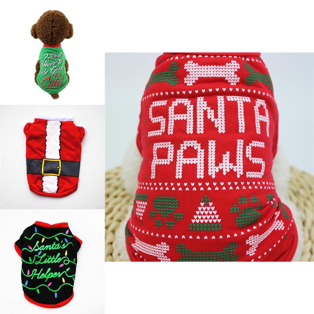 Adorable Dog Cat Puppy Christmas Pullover With Santa Elf Design For Xs/s/m/l/xl Pets