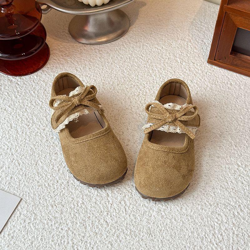 Children's 2025 Spring and Autumn Low Heel Single Shoes Girls' Fashion Academy Versatile Style Solid Color Lace Edge Non-slip Soft Sole Women's