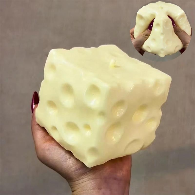 Hot Jumbo Cheese Cube Stress Ball Big Cheese Shapeable Squeeze Ball NonBounce Fidget Toy ASMR Sensory AntiStress Festival Gift