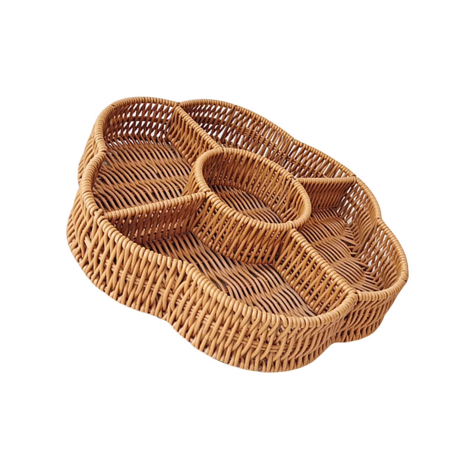 Imitation Rattan Serving Display Tray Eco Friendly Imitation Rattan Baskets Tray for Stylish Food Serving and Storage 3