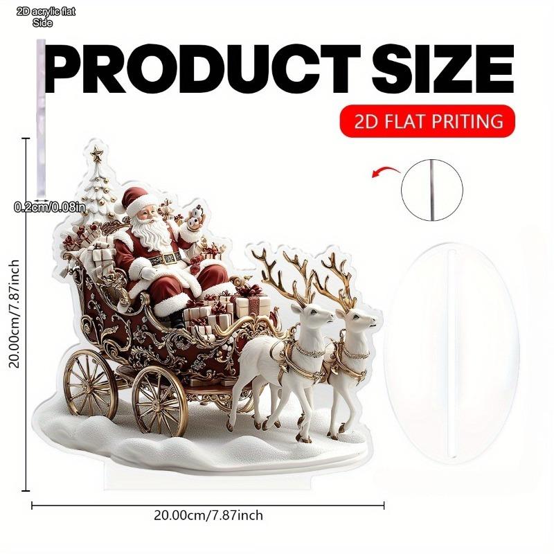 2D Flat Santa Claus and Reindeer Acrylic Desktop Decoration, Suitable for wall decoration, porch, room, villa, accents Home, Hallway, or Workplace - R