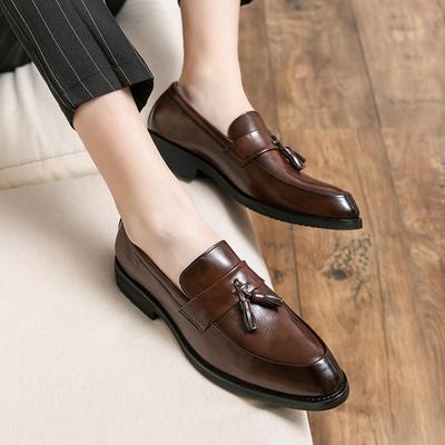 Neue Herrenschuhe Modetrend Einfarbig PU Slipper Quasten Dekoration Flacher Absatz Bequem Lässig Business Loaferssty76