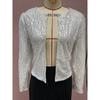 Chic Shiny Sequins Casual Jacket Women Fashion Sparkly Glitter Short Coats Slim Fit Long Sleeves Open Front Cardigan Outwear