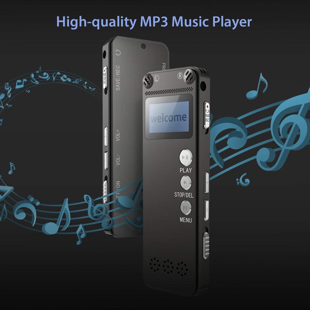 Recorder audio Înregistrare activată prin voce Mini dictafon Stereo Hifi Lcd Mp3 Player Înregistrare Mini Recorder voce