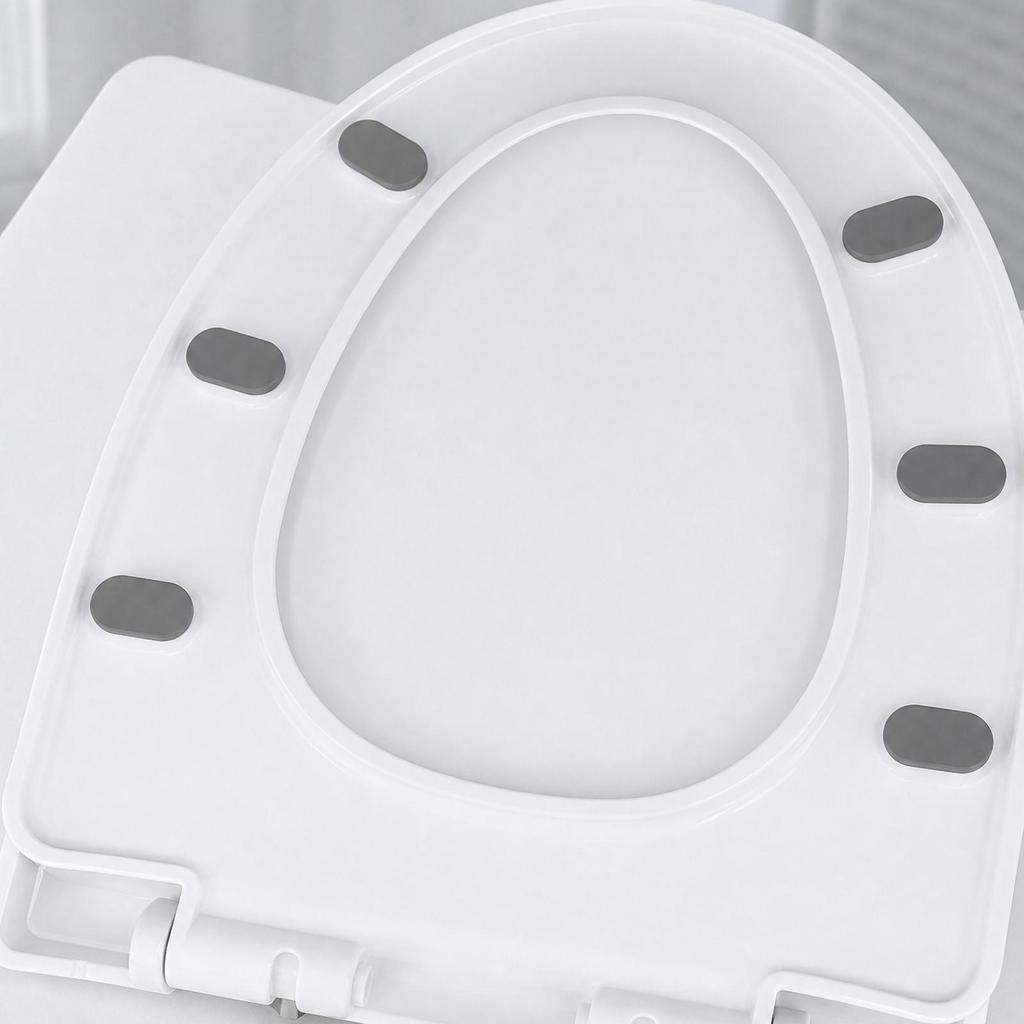 White PP Toilet Seat with SmoothClose Hinges Easy to Install QuickDetach Design for