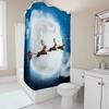TU Christmas Santa Claus Reindeer Elk Holiday Festive Bathroom Shower Curtain Set Waterproof Home Decor XMAS Gift