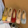 Flache Sohle, quadratische Spitze, rote Schleife, einzelne Schuhe für Damen, neu für Frühling und Sommer, Rock, Ballett, Pendlerschuhe