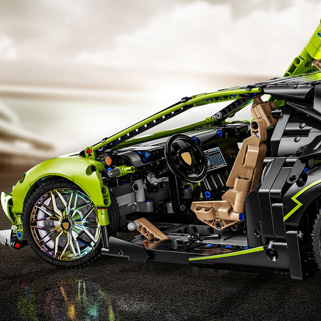 2209PCS Green Sports Car Construction Bricks Playthings Model Sports Car Assemble Blocks Toy Sets Ideal For Kid Desktop Ornament Gifts