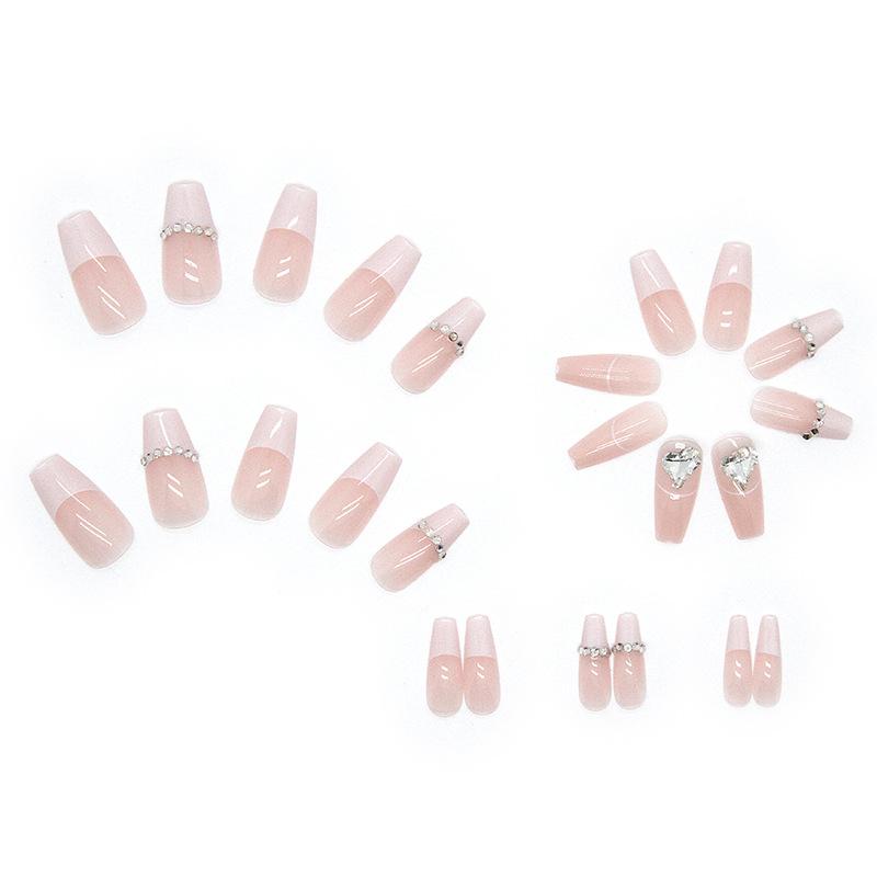 Artificial Nails Wearable Manicure Mature Ballet Manicure Nail Art Patch Mid-Length Three-Dimensional Highlights Diamond Heart