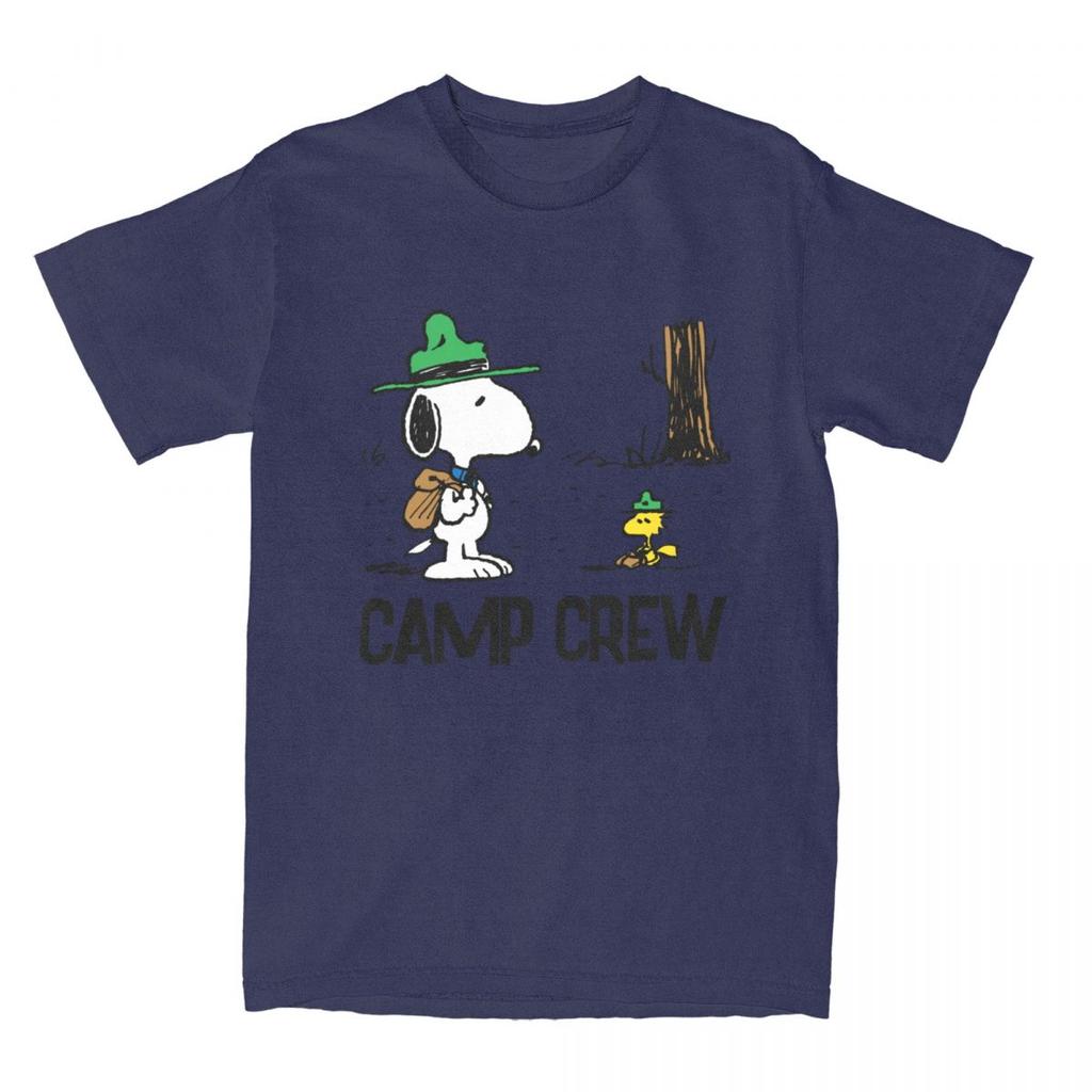 Comic Peanuts Snoopy Woodstock Camping Merch Shirt Cute Cartoon Pure Cotton New Arrival Clothing Unisex