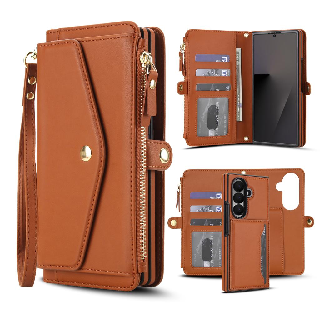 Fashion Crossbody Leather Phone Case for Samsung Z Fold 7 6 5 Multi-functional All-in-One Card Holder Shockproof Portable Cover