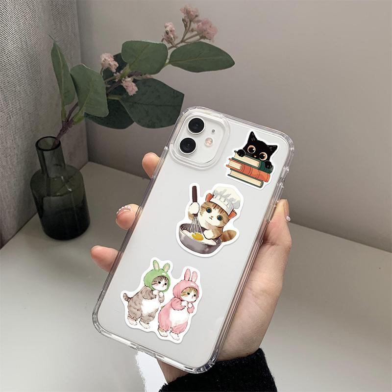 50PCS Cute Cat Stickers Cartoon Cat Sticker Kawaii Animal Vinyl Waterproof Decal for Water Bottle Laptop Phone Case Scrapbooking
