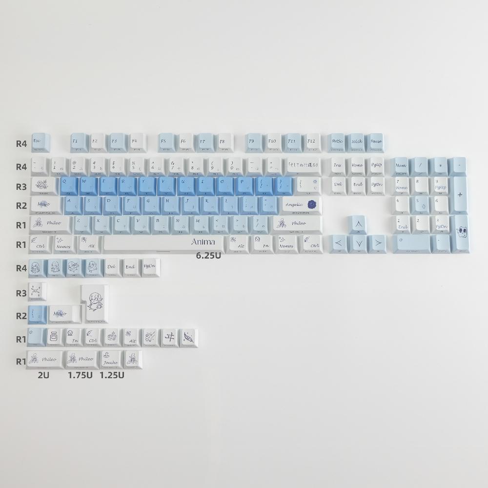 Blue Love Side Engraving Translucent Different World Emotional Theme Keycaps Cherry Pbt Sublimation 128Keys Keycaps
