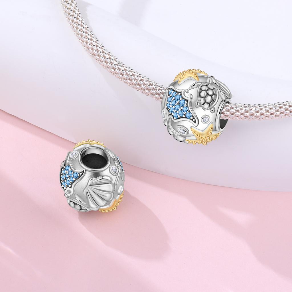 Copper Sea Star Sea Turtle Marine Animal Pendants Bracelet Charms Fit Jewelry Party Beads Diy Fine Gifts Accessory