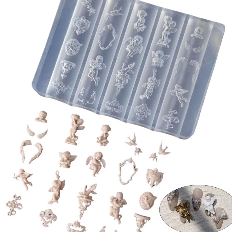 Silicone Mold with Baroque Angel Pattern Nails Accessories Moulds for Professional Nail Art Designs and Craft Projects