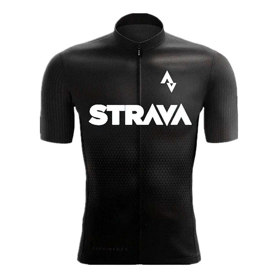 2024Strava Pro Fahrradteam Kurzarm-Trikot Ciclismo Herren Fahrradtrikot Sets Sommer Atmungsaktive Fahrradbekleidung Anzug M black