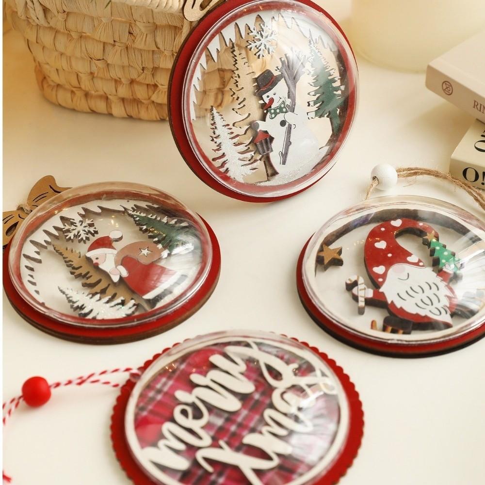 Wooden Christmas Tree Hanging Ornaments Santa Claus Snowman Colorful Xmas Tree Decorations Christmas Ornaments
