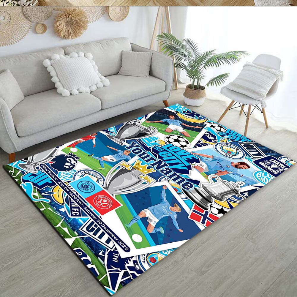 Manchester City Personalized Name Carpet Design for Outdoor Dormitory Dining Room Decorate room Antislip Carpet Anime Office Decor