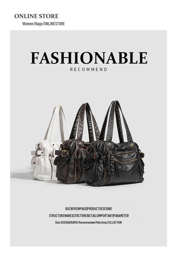 Borsa da Moto Retro Y2K più Venduta: Borsa a Mano di Grande Capacità, Borsa Tote Stile Wasteland, Messenger a Spalla da Donna.