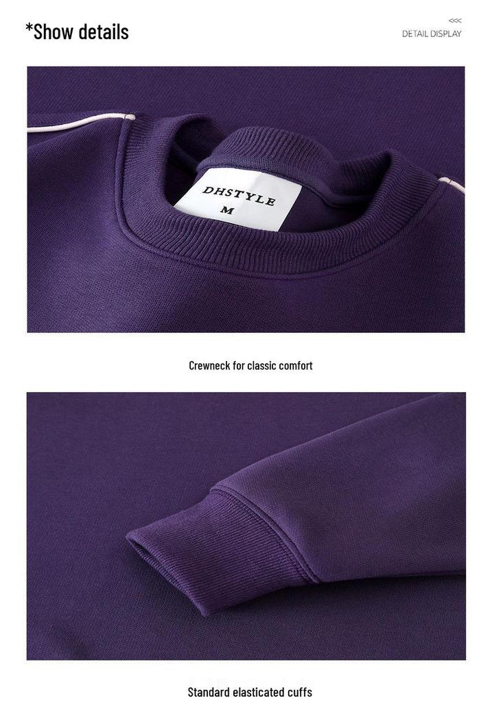 Early Autumn Trendy 380g Cotton Color Block Round Neck Oversized Hoodie for Women & Couples