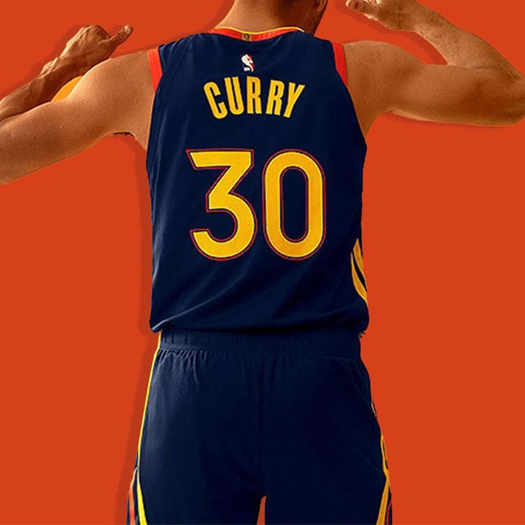 Nike NBA Warriors 21/22 Curry City Edition Swingman Jersey Navy/Orange Men Streetwear CN1729-421