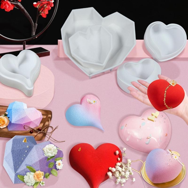 Multiple Size Silicone Heart Cake Molds Heart Shape Silicone Baking Tray Easy Demold Cake Molds for DIY Baking Creation