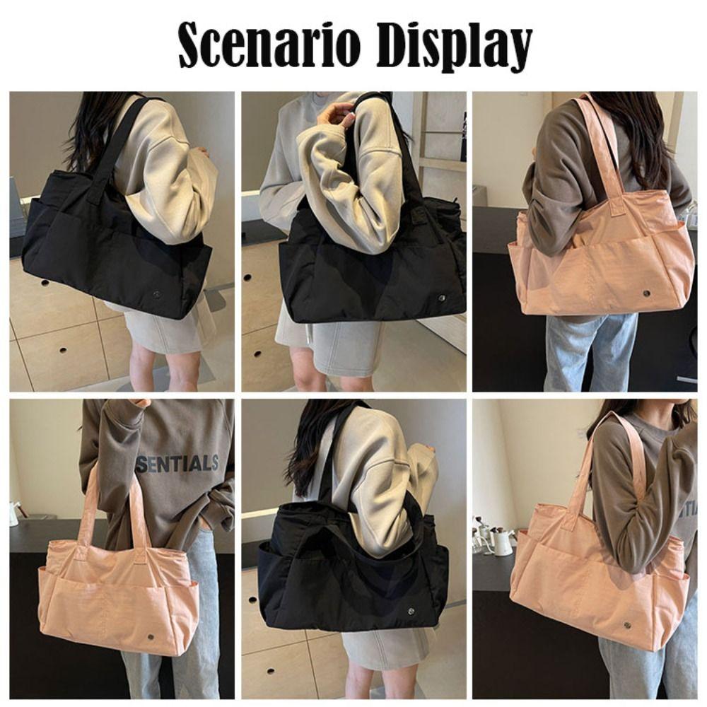 Solid Color Nylon Handbag Soft Material Commuting Handbag Large Capacity Shoulder Bag Shopping