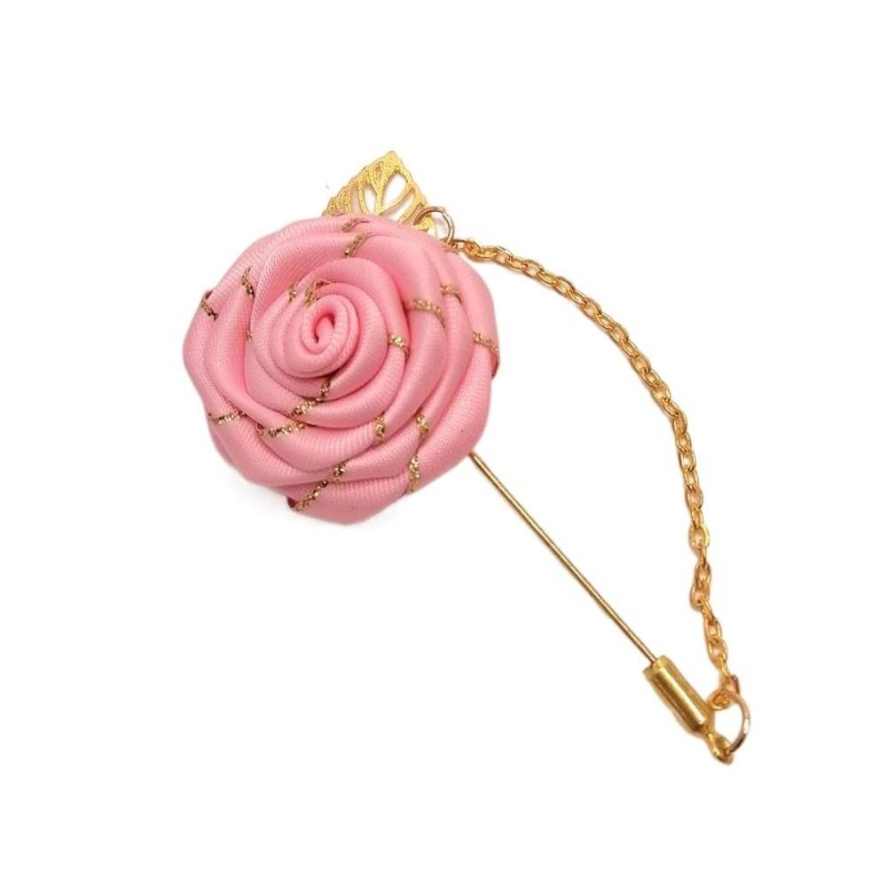 Accessories Colorful Leaf Lapel Decoration Rose Collar Needle Men Corsage Cloth Floral Badge