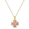 Necklace Earrings Set Light Luxury Full Diamond Four-Leaf Flower Love Personality Temperament Banquet Earrings Item Group