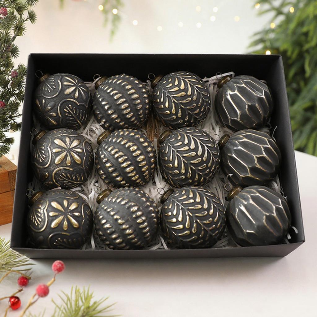 8cm Antique Christmas Ball Pendant, Retro Scratch-Off Christmas Tree Decoration, Christmas Ornaments