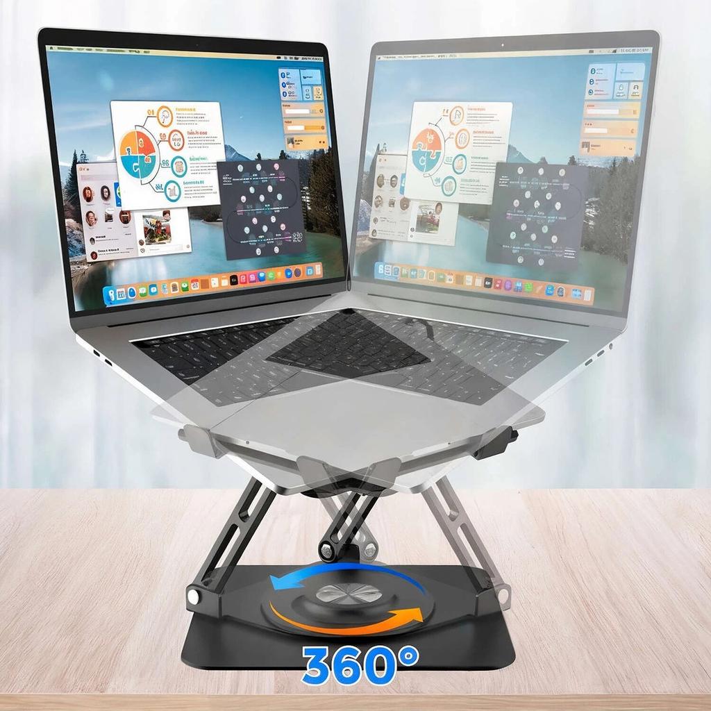 Laptop Metal Stand with Cooling Fan Laptop Stand Desktop Folding Stand  Grey