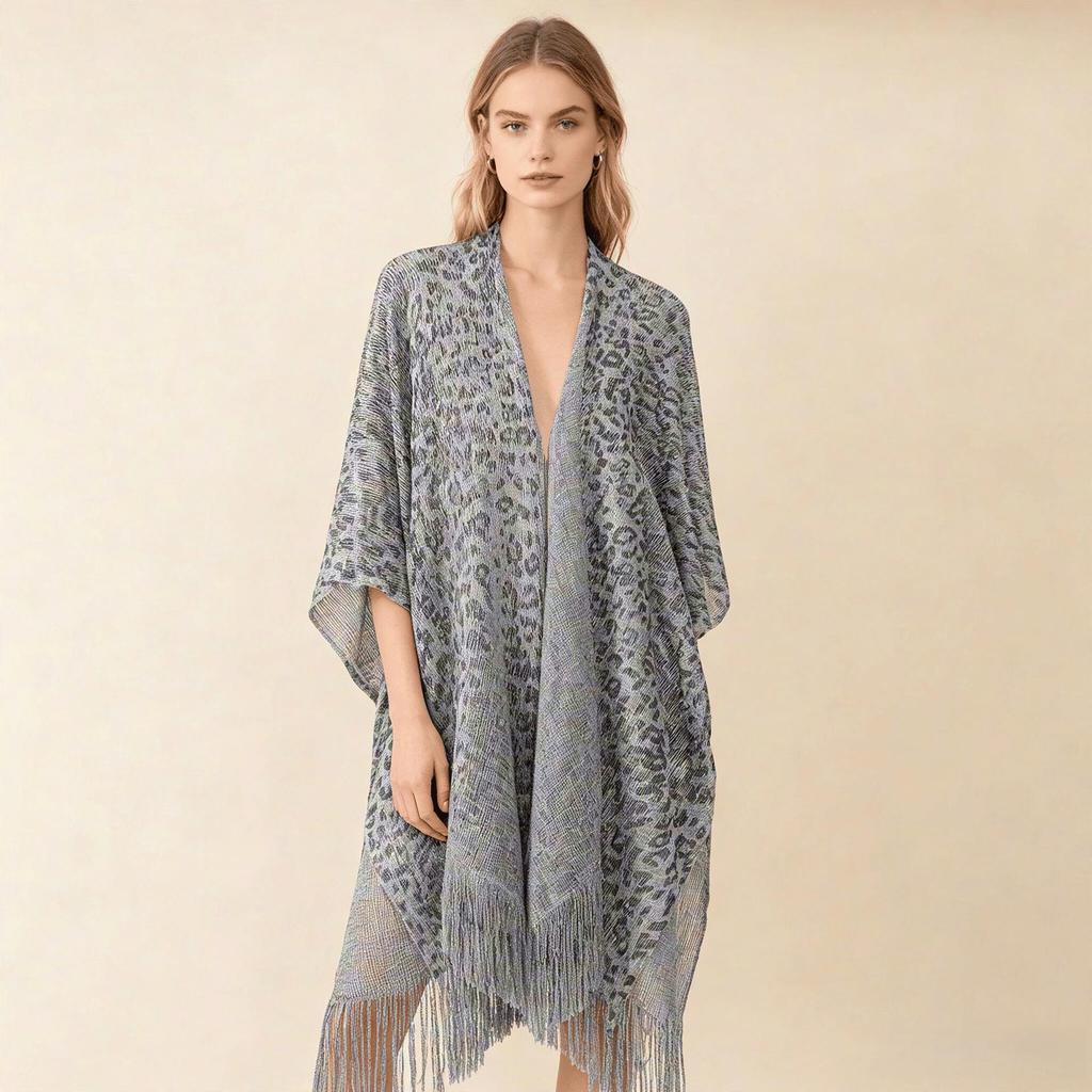 Leopard Print Women’s Summer Shawl Cardigan Beach Cover-up