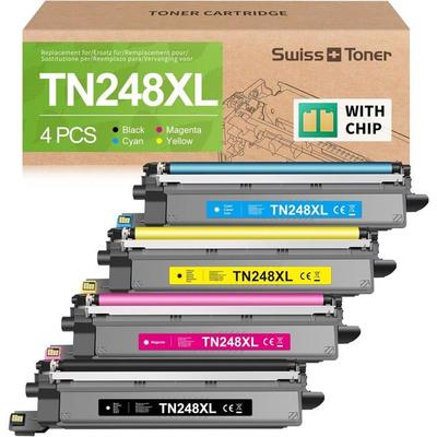 Swiss Toner TN248XL Compatible for Brother - Pack of 4 High Capacity Toners for DCP-L3560CDW, MFC-L3760CDW, HL-L3240CDW