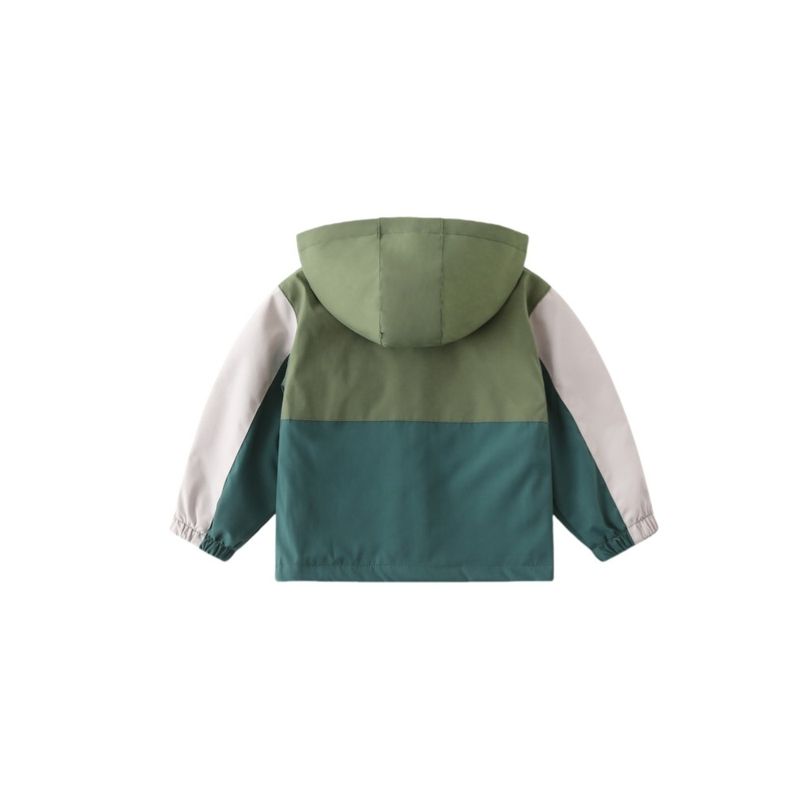 Children's Padded Coat Spring and Autumn K-style Boys Fashion Colorblock Shell Jacket Boys Zipper Hoodle Tops