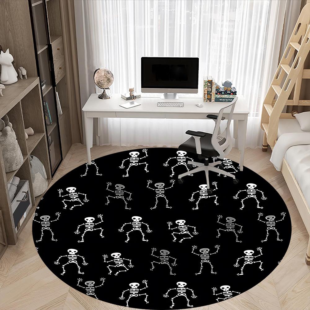 1pc Skeletoons Chair Carpet for Office, Indoor Non Slip Washable Polyester Fiber Carpet,