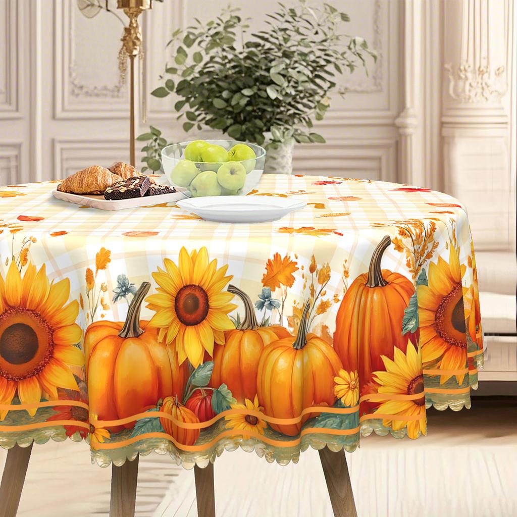 Hello Autumn! Sunflower Pumpkin Tablecloth To Create A Warm Autumn Table Tablecloth Rectangular And Round