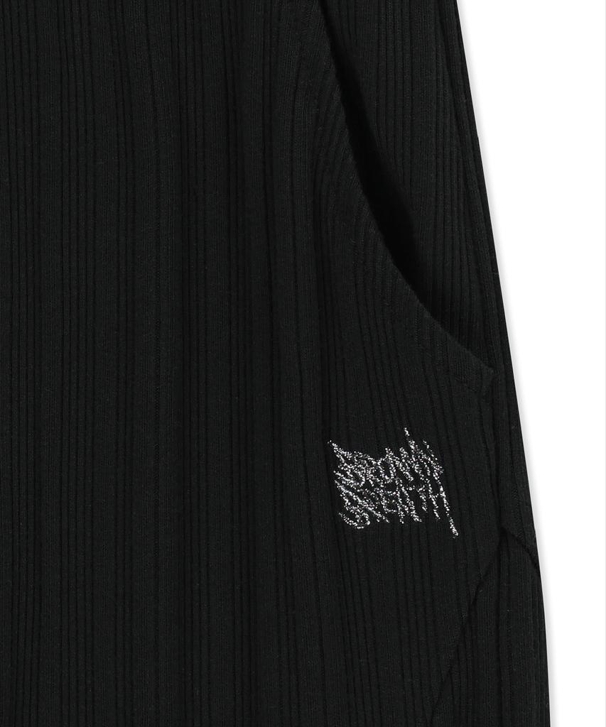 BROWNBREATH W Rib Mixed Pants - Black