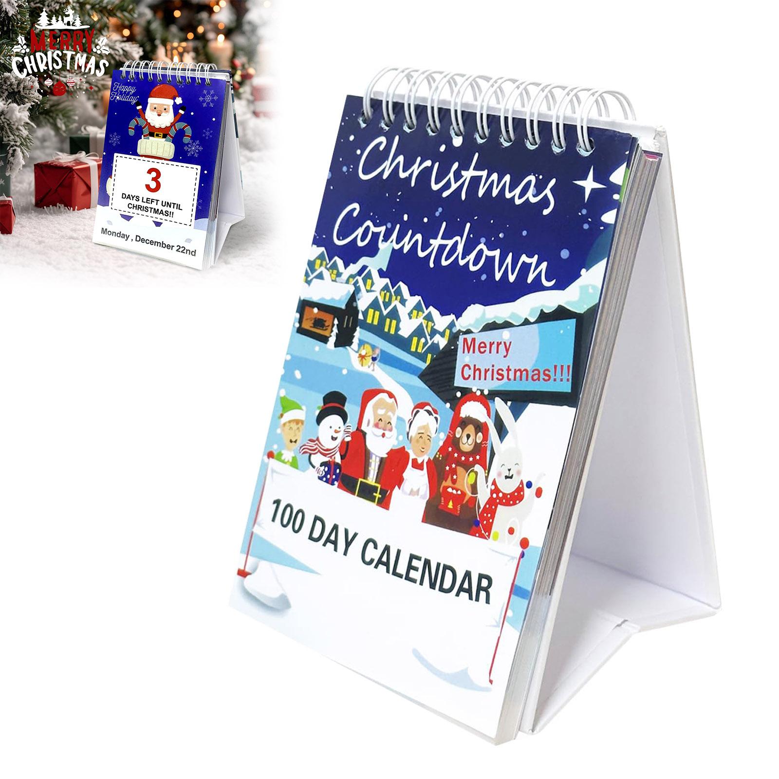 

100Day Christmas Countdown Calendar Desktop Standing Advent Calendars For Christmas Gift Xmas Ornaments Home Decorations One Size тёмно-синий