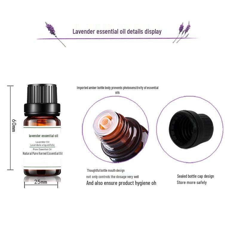 Lavender Essential Oil for Skincare: Natural Plant Extract for Soothing Sleep, No-Rinse, Suitable for Whole Body Massage.