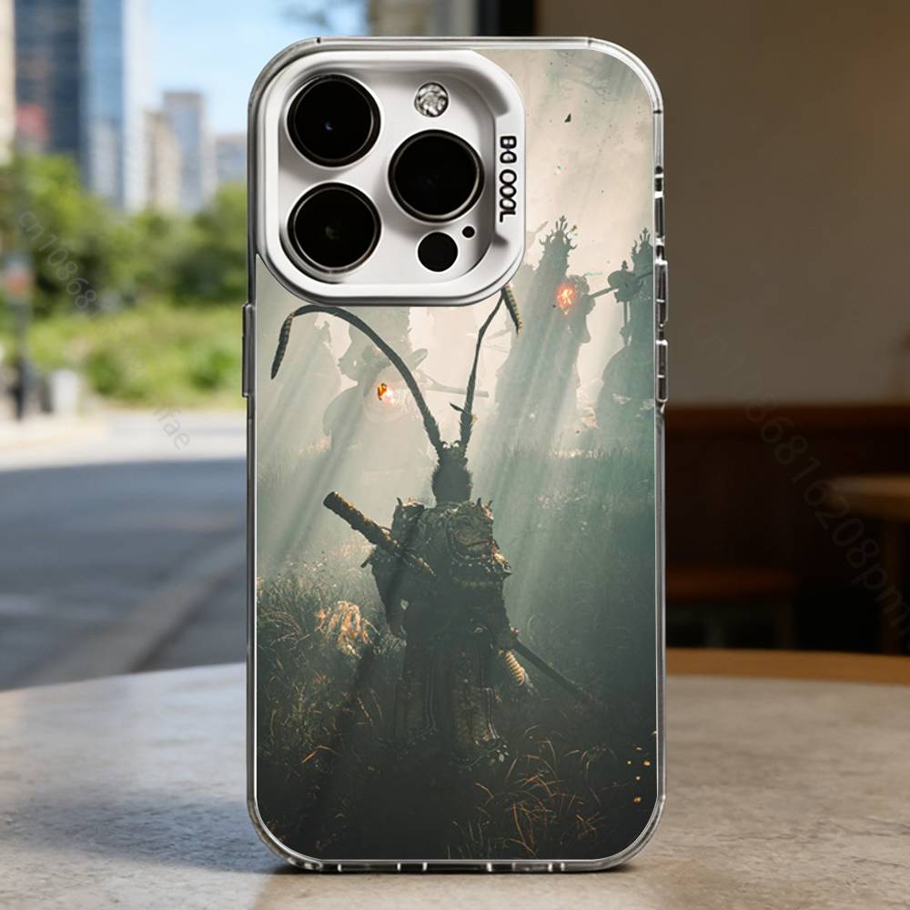 B-Black Myth Wukong White Shockproof Phone Case For iPhone 16,15,14,13,12,11,Pro,XS,Max,Plus,Mini,SE