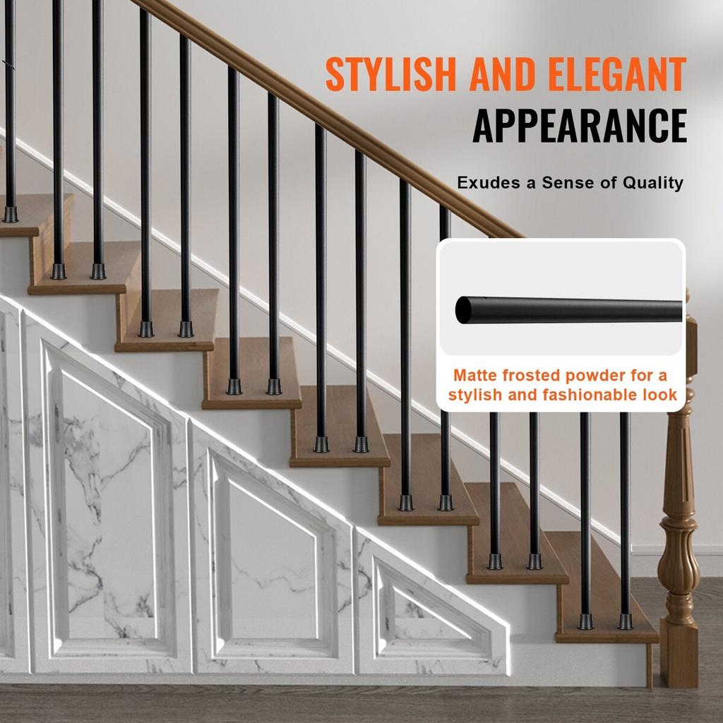 Staircase Metal Balusters, 3/4'' Round x 32'' Long Aluminum Decorative Banister Spindles, 101 Pack Deck Baluster with Screws, Classic Hollow Deck