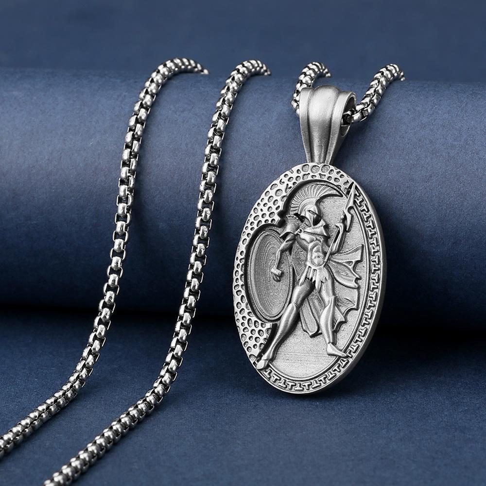 Gladiator Warrior Tag Necklace European and American Popular Vintage Sweater Chain Men's Accessories
