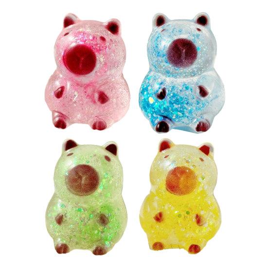 Glitter Capybara Sugar Stress Ball Anxiety Relief Clear Capybara Squeeze Toy Stretchy Slow Rising Relaxing Animal Pinch Fidget Toy