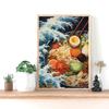 Japon Yemeği Ukiyo-e Ramen Kasesi Dondurma Okyanus Dalgası Duvar Sanatı Poster Tuval Tablo Duvar Sanatı Resimleri Ev Oturma Odası Dekoru