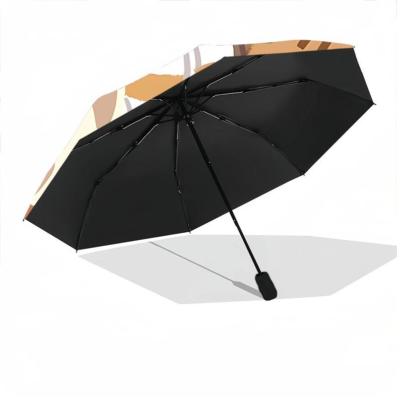 1 Stück Hunde Automatischer Faltbarer Regenschirm - 8-Rippen Eisenrahmen, Winddicht, Tragbarer Sonnenschirm mit Kunststoffgriff für Reisen & Outdoor-Aktivitäten, Ou